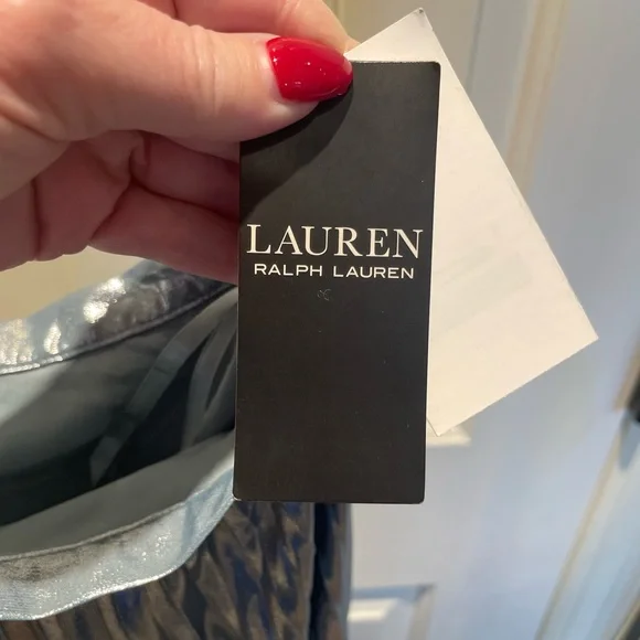 Lauren Ralph Lauren Suzy Metallic Chiffon Midi A-Line Pleated Skirt